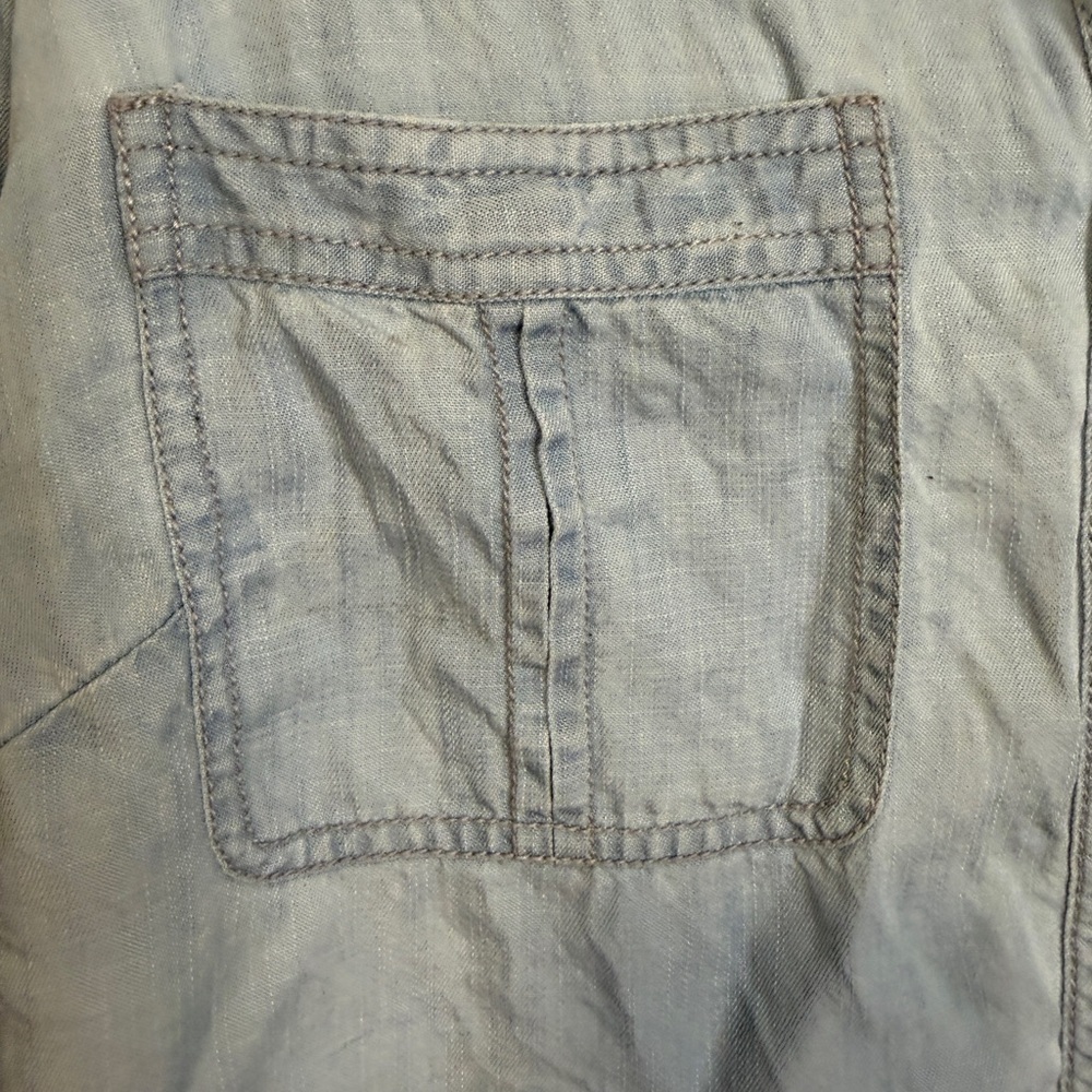 Talbots Woman Light Blue Tencel Chambray Button Front Shirt Size X 14W/16W - Picture 3 of 6